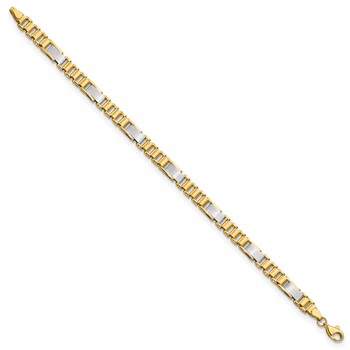 14k Two-tone Brushed and Polished 8.5mm Fancy Link 8 inch Bracelet — alternate view