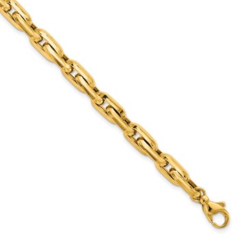 14K Polished 6.5mm Fancy Long Cable Link Mens 8.25 inch Bracelet