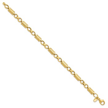 14k Polished and Grooved 5.4mm Fancy Link 8.5 inch Mens Bracelet — alternate view