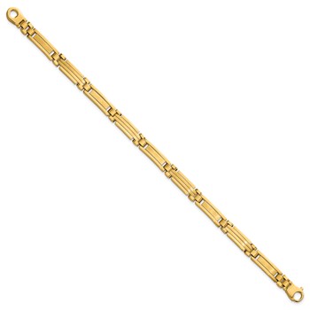 14k Polished and Brushed 6.7mm Fancy Multi Link Bar 8.25 inch Bracelet — alternate view