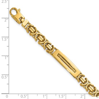 14k Polished 6.1mm Fancy Link and Textured Bars 8 Inch Mens Bracelet — alternate view