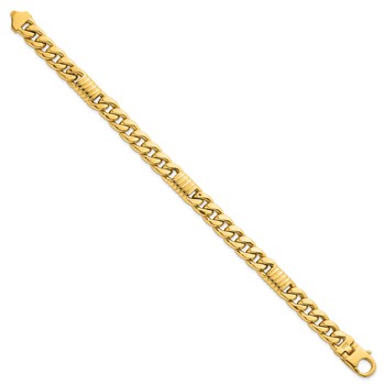 14k Polished 8.75mm Fancy Curb Chain 8.5 inch Mens Bracelet — alternate view