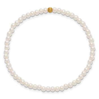 1/20 14K Gold Filled 3.0mm Crystal Simulated Pearl 6.5in Stretch Bracelet — alternate view