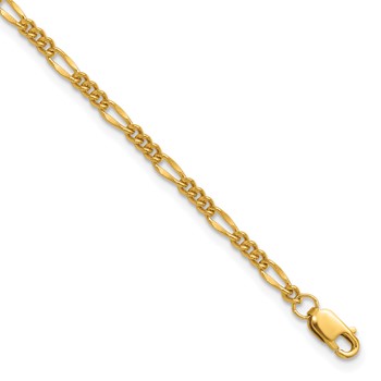 1/20 14K Gold Filled 2.20mm Figaro 6.5in with 1in ext. Bracelet