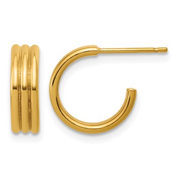 1/20 14K Gold Filled 3.80 x 12mm 3 Row Post Hoop Earrings