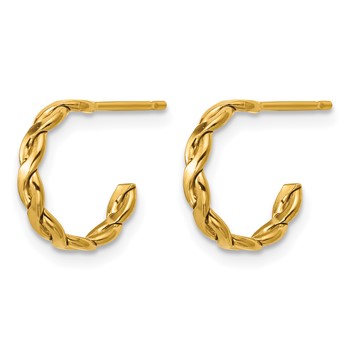 1/20 14K Gold Filled 2.50 x 12mm Braided Post Hoop Earrings — alternate view
