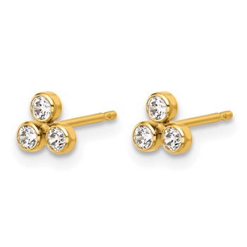 1/20 14K Gold Filled 5.25mm 3 CZ Bezel Post Earrings — alternate view