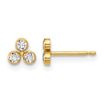 1/20 14K Gold Filled 5.25mm 3 CZ Bezel Post Earrings