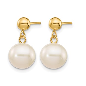 1/20 14K Gold Filled 8-8.5mm White Rnd FWC Pearl Post Dangle Earrings — alternate view