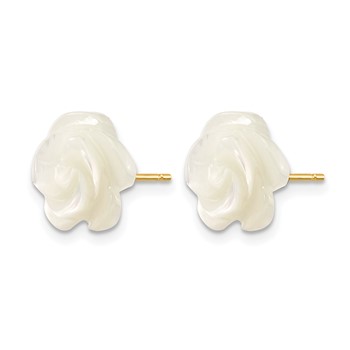 1/20 14K Gold Filled 10mm White MOP Flower Design Post Earrings — alternate view