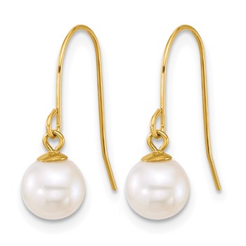 1/20 14K Gold Filled 6-7mm Round White FWC Pearl Dangle Earrings — alternate view