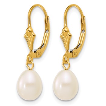 1/20 14K Gold Filled 6-7mm Rice White FWC Pearl Dangle Earrings — alternate view