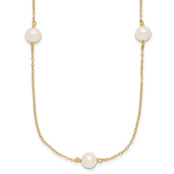 1/20 14K Gold Filled 7-8mm 5-Station Near Rnd White FWC Pearl 18in Necklace