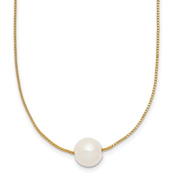 1/20 14K Gold Filled 9-10mm Round White FWC Pearl 18in Necklace