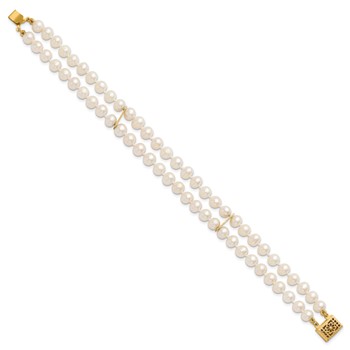 1/20 14K Gold Filled 5-6mm Near Rnd White FWC Pearl 2-Strand 7.5in Bracelet — alternate view