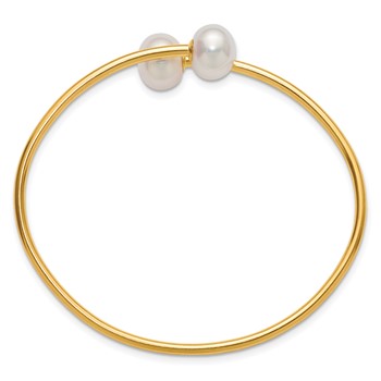 1/20 14K Gold Filled 10-11mm Button White FWC Pearl Flexible Bangle — alternate view