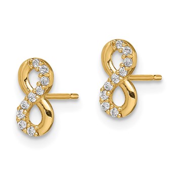 14k Madi K Infinity Symbol CZ Childrens Post Earrings — alternate view