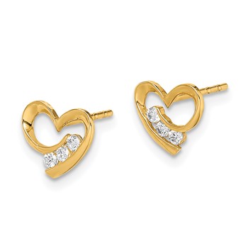 14k Madi K CZ Heart Childrens Post Earrings — alternate view