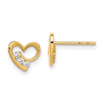 14k Madi K CZ Heart Childrens Post Earrings