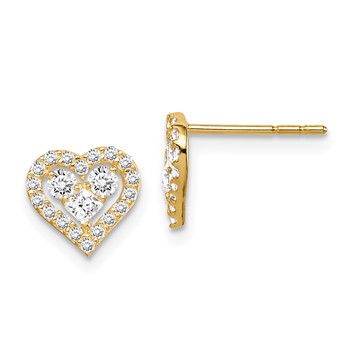14k Madi K CZ Heart Childrens Post Earrings