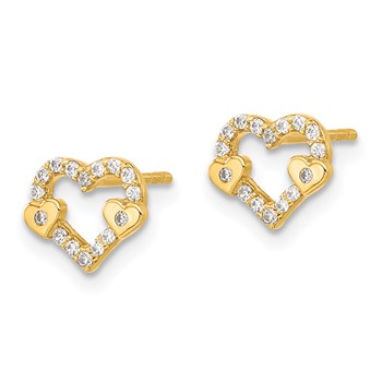 14k Madi K CZ Heart Post Earrings — alternate view