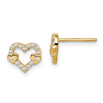 14k Madi K CZ Heart Post Earrings