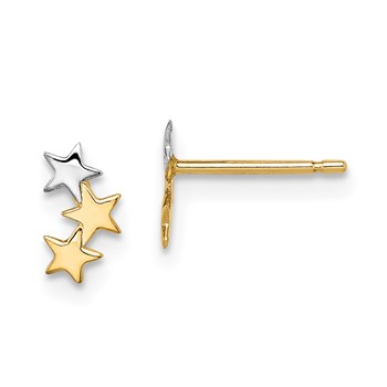 14k and White Rhodium Madi K 3-Star Childrens Post Earrings