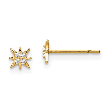 14k Madi K CZ Star Childrens Post Earrings