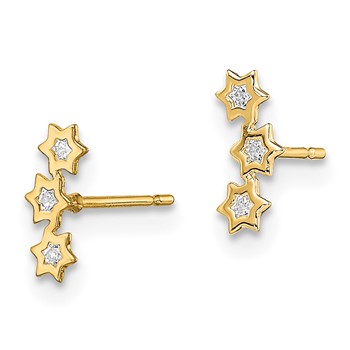 14k Madi K Stars CZ Childrens Post Earrings — alternate view