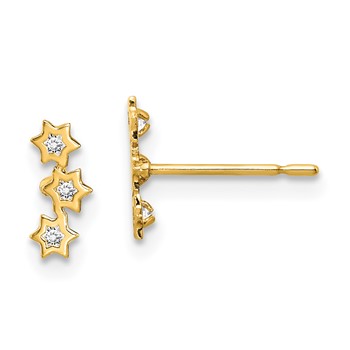 14k Madi K Stars CZ Childrens Post Earrings