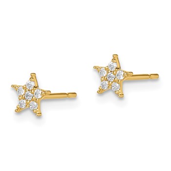 14k Madi K Star CZ Childrens Post Earrings — alternate view