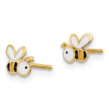 14k Madi K Enamel Bumble Bee Childrens Post Earrings — alternate view