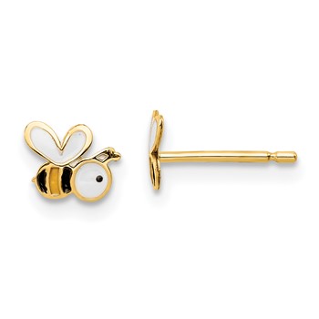14k Madi K Enamel Bumble Bee Childrens Post Earrings