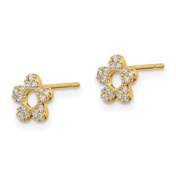 14k Madi K CZ Flower Childrens Post Earrings — alternate view