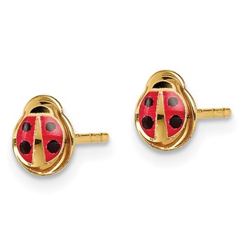 14k Madi K Small Red and Black Enamel Ladybug Post Earrings — alternate view