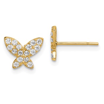 14k Madi K CZ Butterfly Childrens Post Earrings