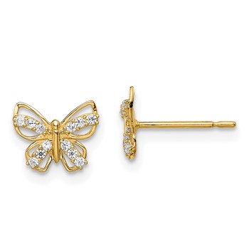 14k Madi K CZ Butterfly Childrens Post Earrings