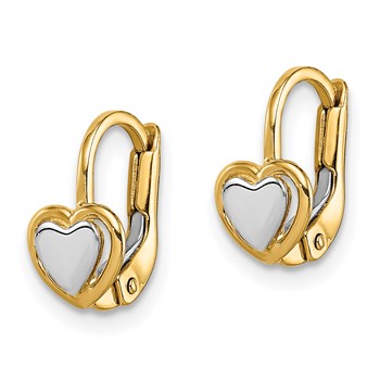 14k Two-Tone Madi K 5.00mm Heart Childrens Leverback Earrings — alternate view