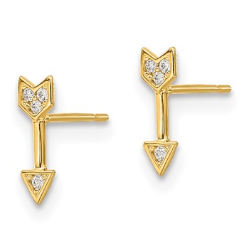 14k Madi K CZ Arrow Childrens Post Earrings — alternate view