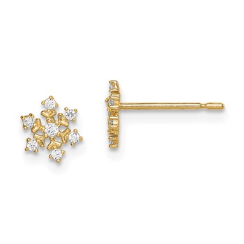 14k Madi K CZ Snowflake Childrens Post Earrings