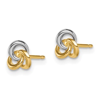 14k and White Rhodium Madi K Love Knot Childrens Post Earrings — alternate view