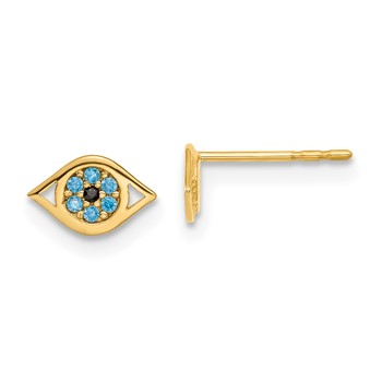 14k Madi K Blue CZ Eye Childrens Post Earrings