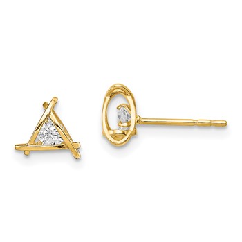 14k Madi K CZ Weaved Triangle Post Earrings