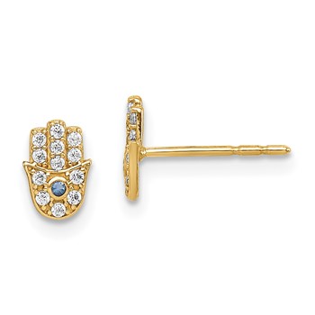 14k Madi K CZ Hamsa Childrens Post Earrings