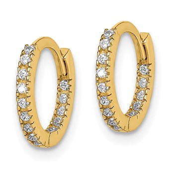 14k Madi K CZ 1x10mm Hinged Hoop Earrings — alternate view