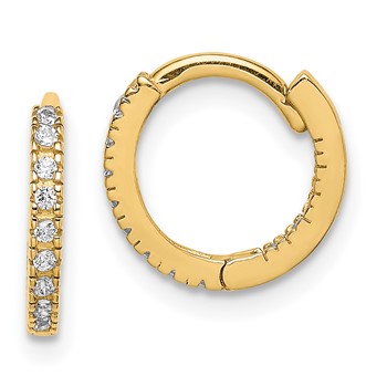 14k Madi K CZ 1x10mm Hinged Hoop Earrings