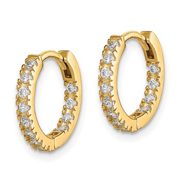 14k Madi K CZ 2x11mm In/Out Hinged Hoop Earrings — alternate view