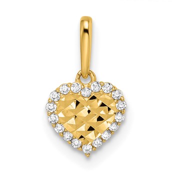 14k Madi K CZ Diamond Cut Heart Childrens Pendant