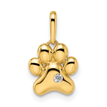 14k Madi K CZ Paw Print Childrens Pendant