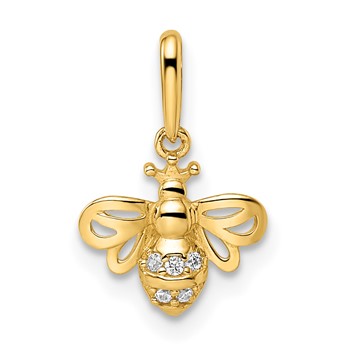 14k Madi K CZ Bumble Bee Childrens Pendant